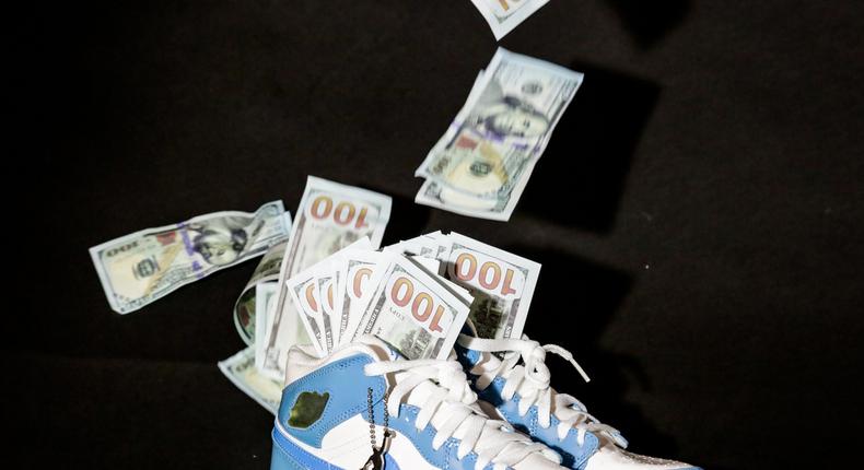 Sneaker world make it rain money shoes