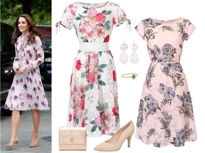 Modne zestawy w stylu księżnej Catherine i księżnej Meghan: płaszcz - Modern Line/modernline.pl, sukienka - Modern Line/modernline.pl, buty, torebka - Menbur/menbur.pl, dodatki – TK MAXX