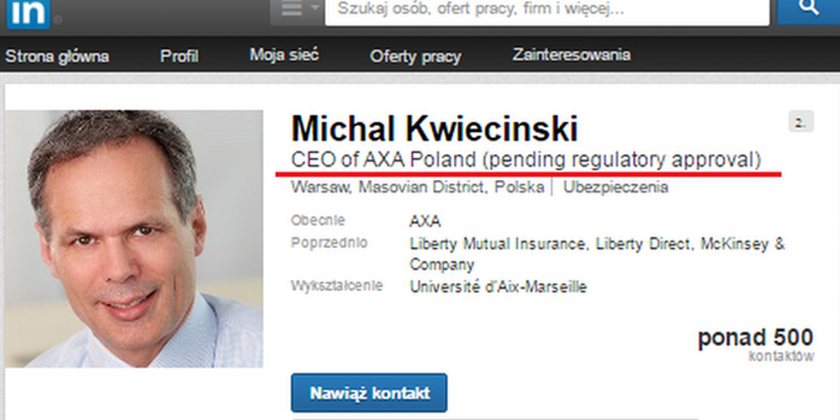 Michał Kwieciński nie dostał zgody na prezesurę w AXA Polska