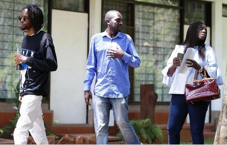 William Wamalwa (Junior), William Wamalwa (Senior) and Alice Muthoni Wamalwa after addressing the press on Saturday 