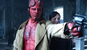 Jack Kesy as Hellboy and Adeline Rudolph as Bobbie Jo Song in Hellboy: The Crooked Man.Millennium Media/Ketchup Entertainment