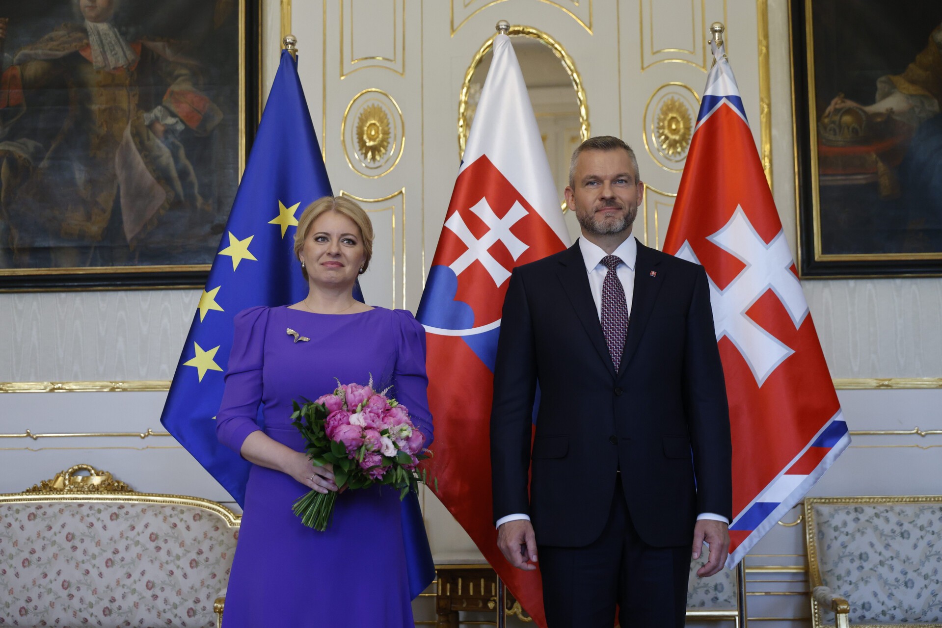 Bývalá prezidentka Zuzana Čaputová a nový prezident Peter Pellegrini.