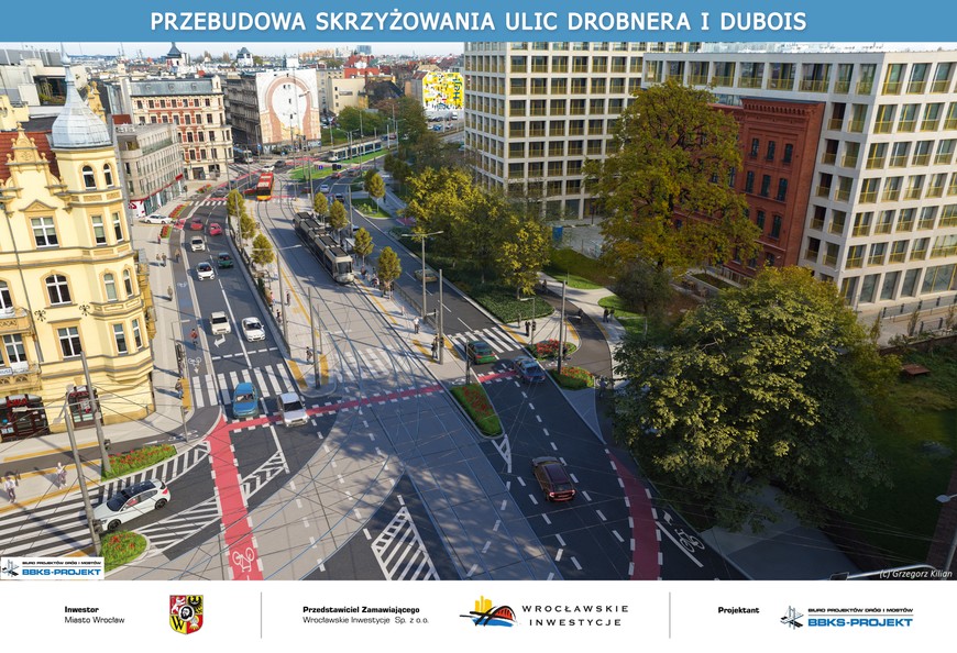 Tak po przebudowie będzie wyglądało skrzyżowanie Drobnera i Dubois