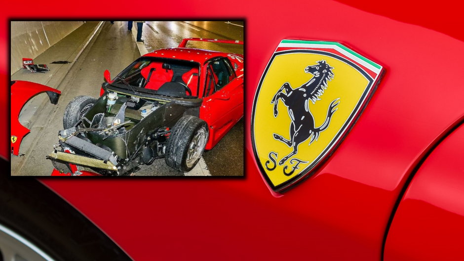 Rozbite Ferrari na niemieckiej autostradzie