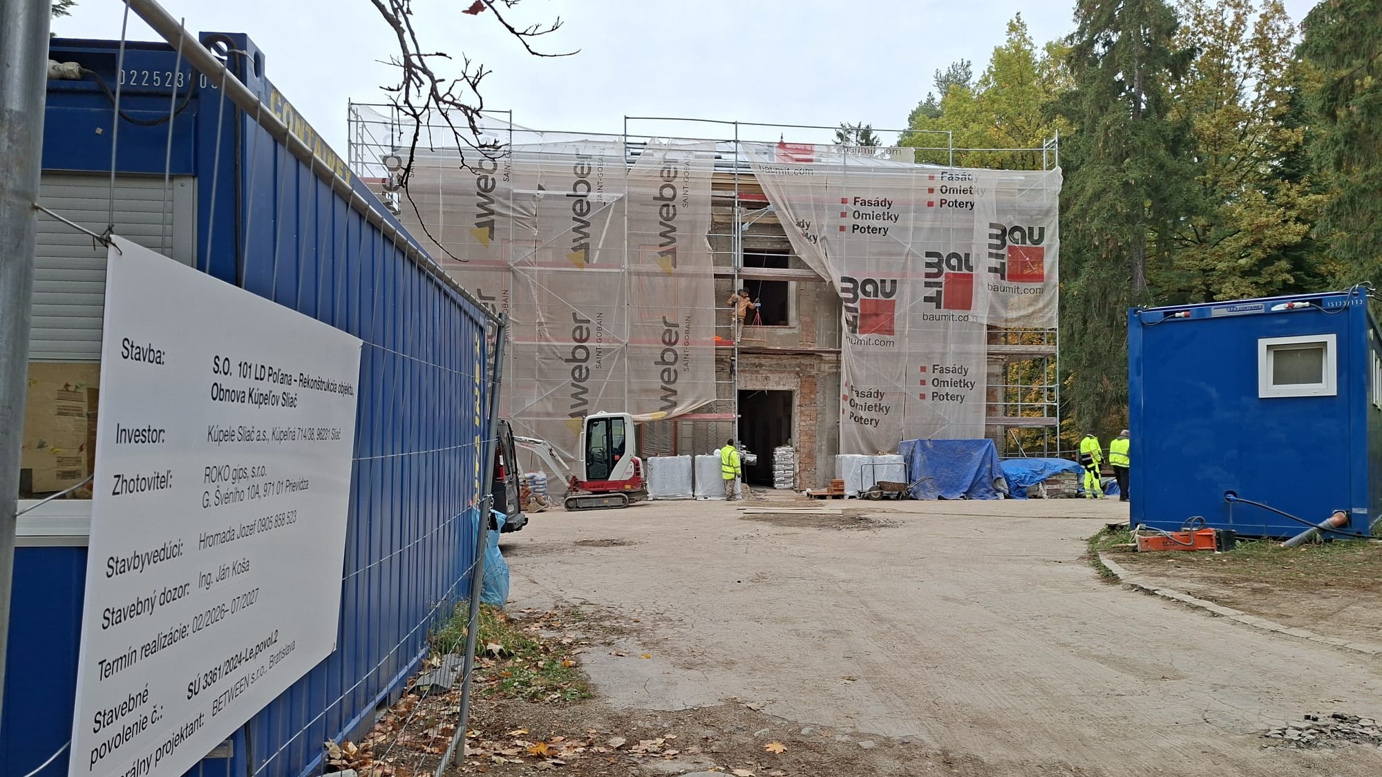 Rekonštrukčné práce na liečebnom dome Poľana v Kúpeľoch Sliač. 