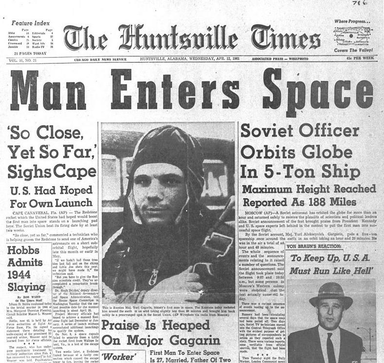 The Huntsville Times o locie Gagarina
