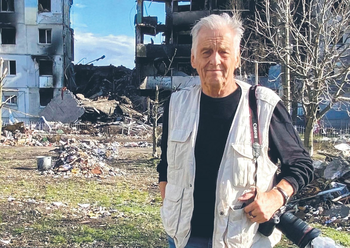 Rauli Virtanen fiński korespondent wojenny, dokumentalista, autor książek i wykładowca akademicki. Borodianka kwiecień 2022 r.