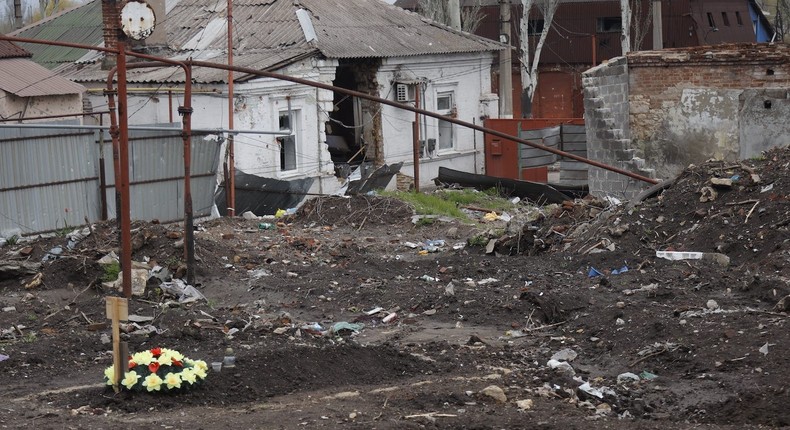 A view of the destruction in Ukraine's besieged port city of Mariupol.