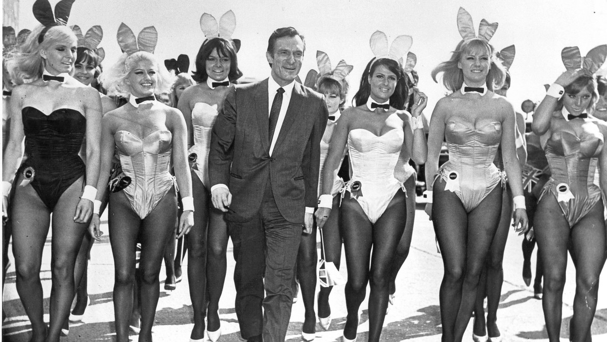 A bevy of bunny girls met Hugh Hefner at