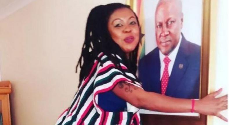 Afia Schwarzenegger with Mahama's portrait