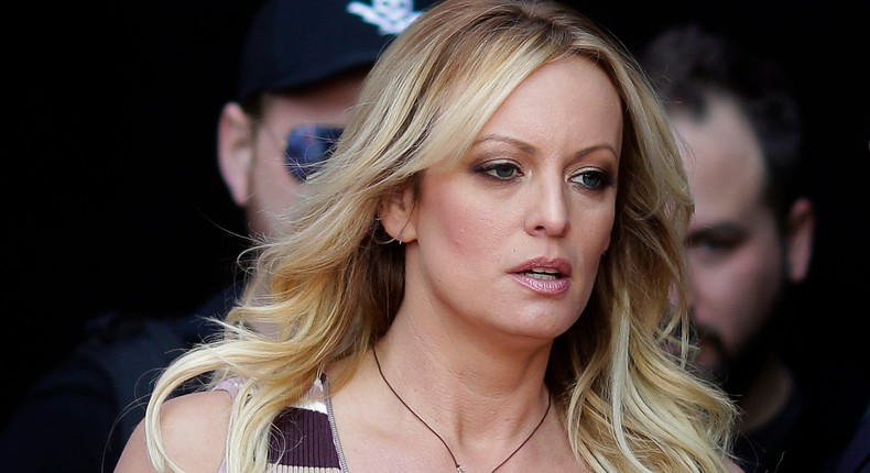 Stormy Daniels appeared at an adult entertainment fair in Berlin on October 18, 2018 — months before the hush-money scandal broke. Markus Schreiber/AP