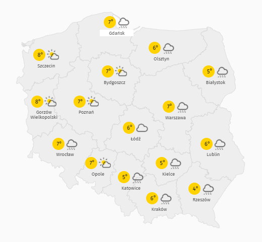 Jaka pogoda w poniedziałek 23 listopada? 