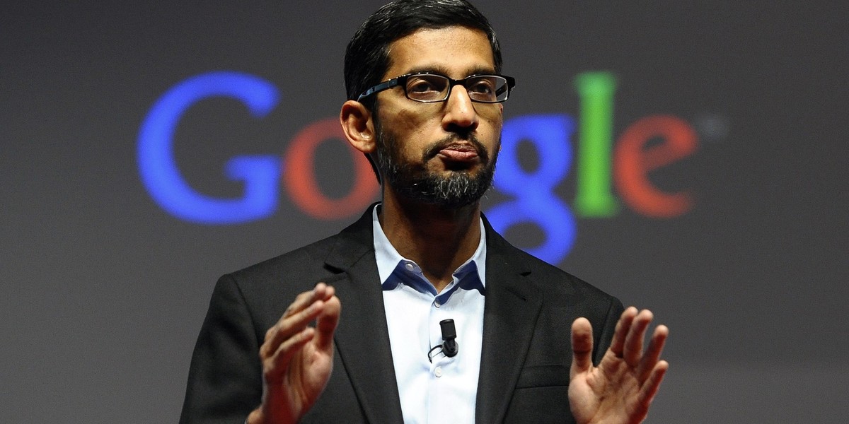 CEO Google Sundar Pichai. Właściciel Google'a - Alphabet - odnotował w I kwartale 2019 roku przychody niższe od oczekiwanych, co nie spodobało się inwestorom