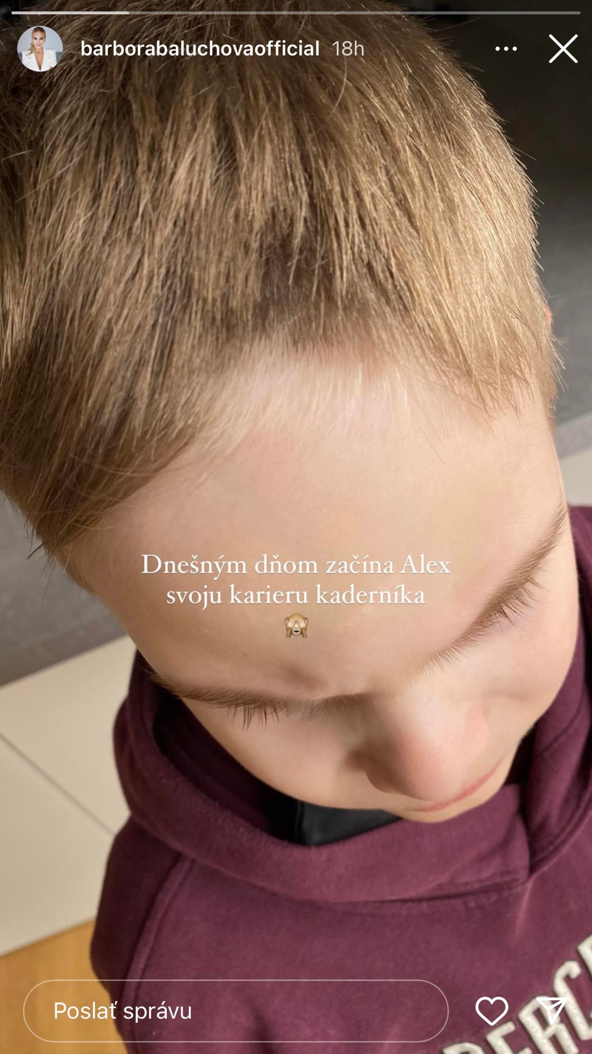 Syn Barbory Balúchovej a Borisa Kollára sa sám ostrihal.
