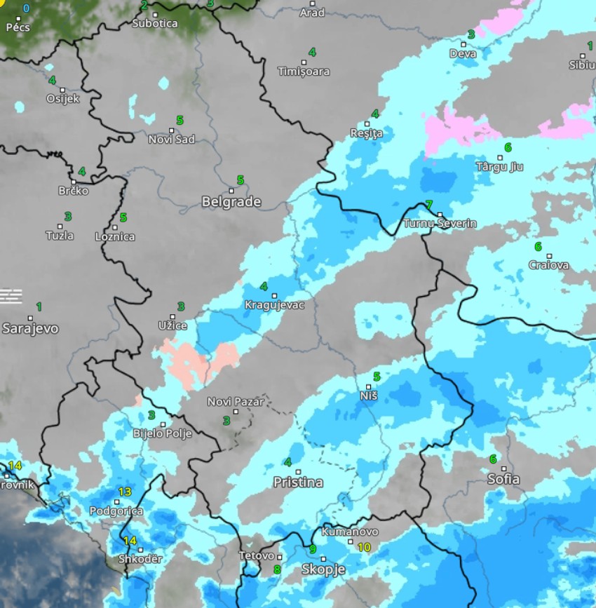 Radarski snimci u 3 sata posle ponoći