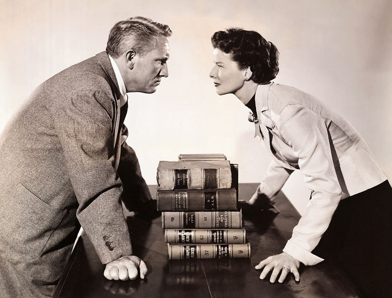 Spencer Tracy i Katharine Hepburn w filmie "Żebro Adama", 1950 r.