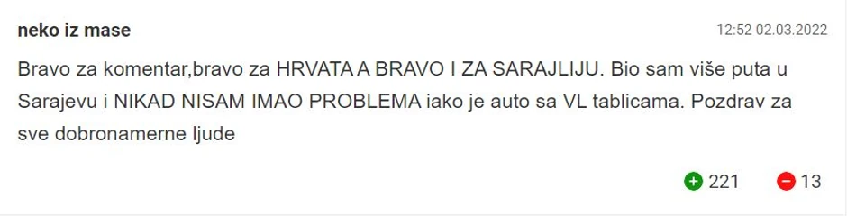 Komentar na poruku Hrvata