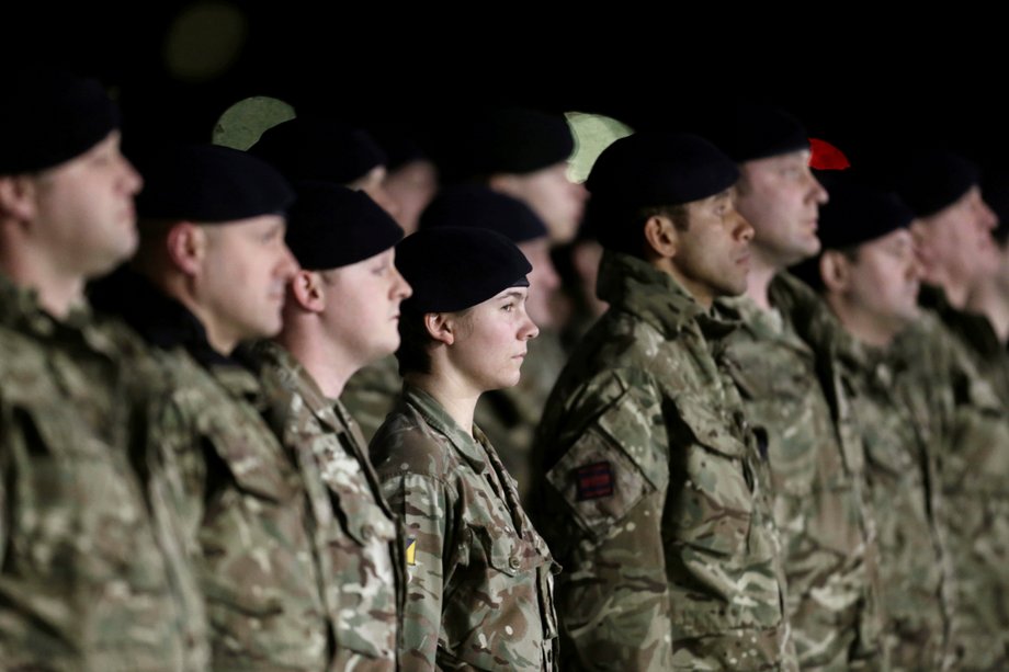 British soldiers, part of a NATO deterrent against Russia, arrive at Amari military air base in Estonia, March 17, 2017.