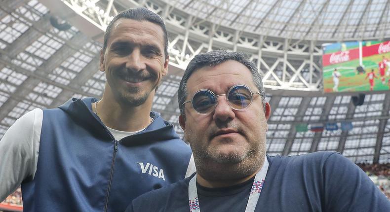 Mino Raiola and Zlatan Ibrahimovic at the 2018 World Cup