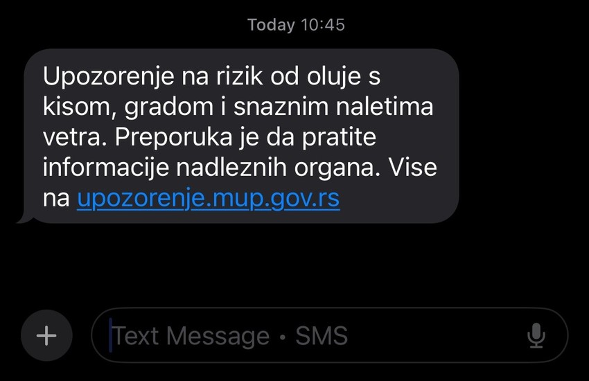 Upozorenje MUP SMS