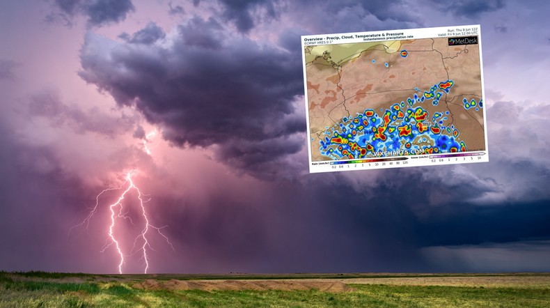Dziś w Polsce nie zabraknie burz z ulewami i gradem (mapa: wxcharts.com)