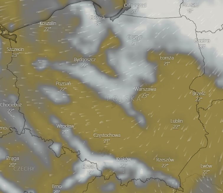 Pogoda w sobotę - godz 8, zachmurzenie