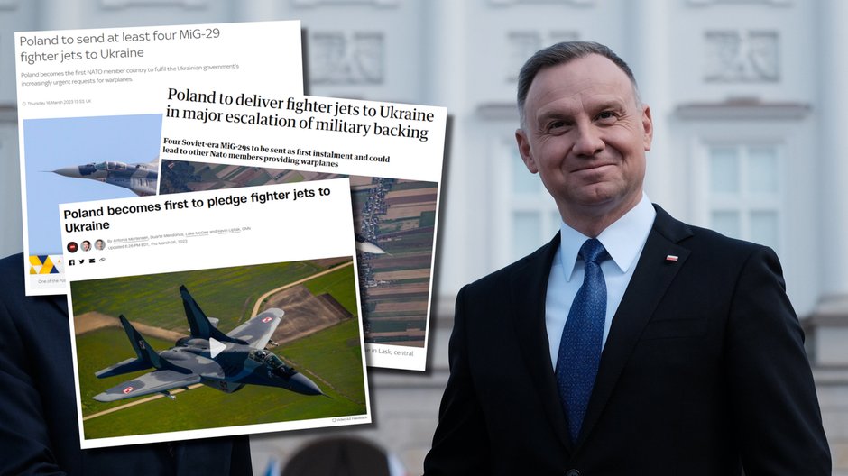 Andrzej Duda i artykuły o decyzji Polski w sprawie myśliwców MiG-29