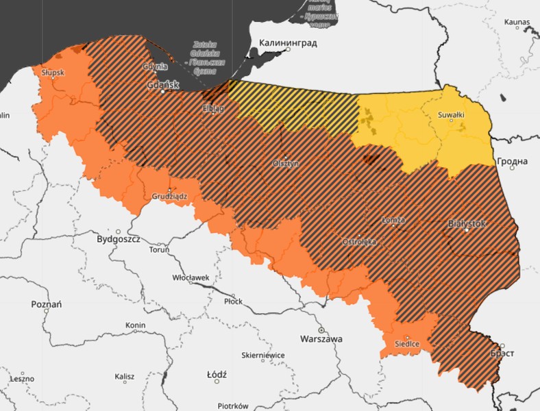 Ostrzeżenia pierwszego i drugiego stopnia przed marznącym deszczem