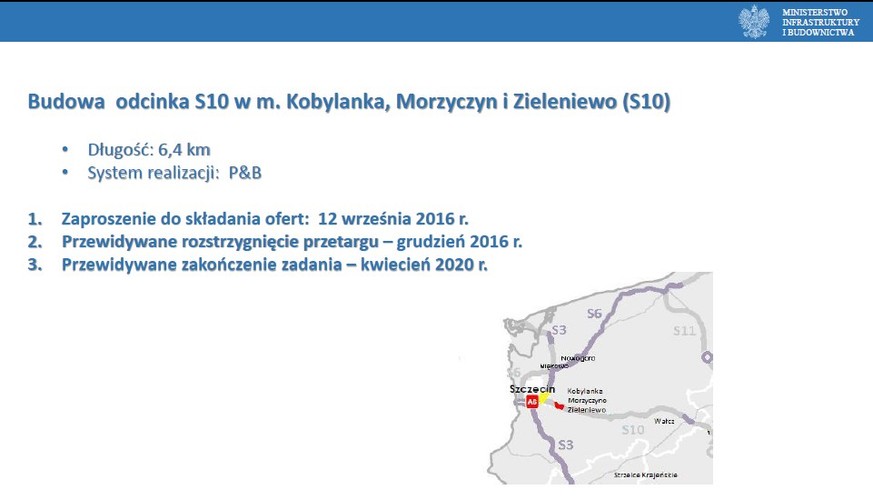 Budowa odcinka S10 w m. Kobylanka, Morzyczyn i Zieleniewo (S10)