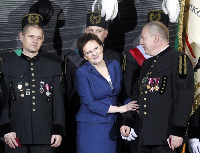 Premier Ewa Kopacz podczas uroczystości barbórkowych w Kopalni Węgla Kamiennego Ziemowit w Lędzinach
