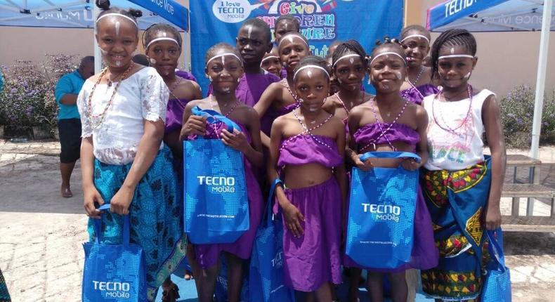 Children after performing a cultural dance