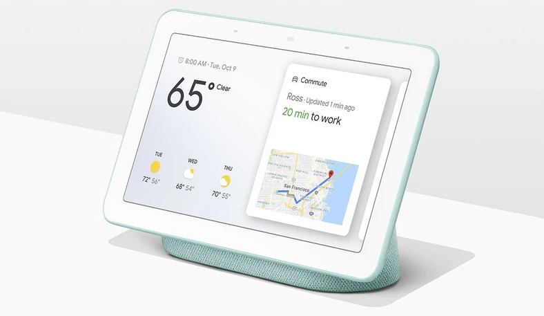 Google Home Hub do kontrolowania smart urządzeń ma 7-calowy ekran dotykowy, Wi-Fi, Bluetooth, cena ok. 1250 zł