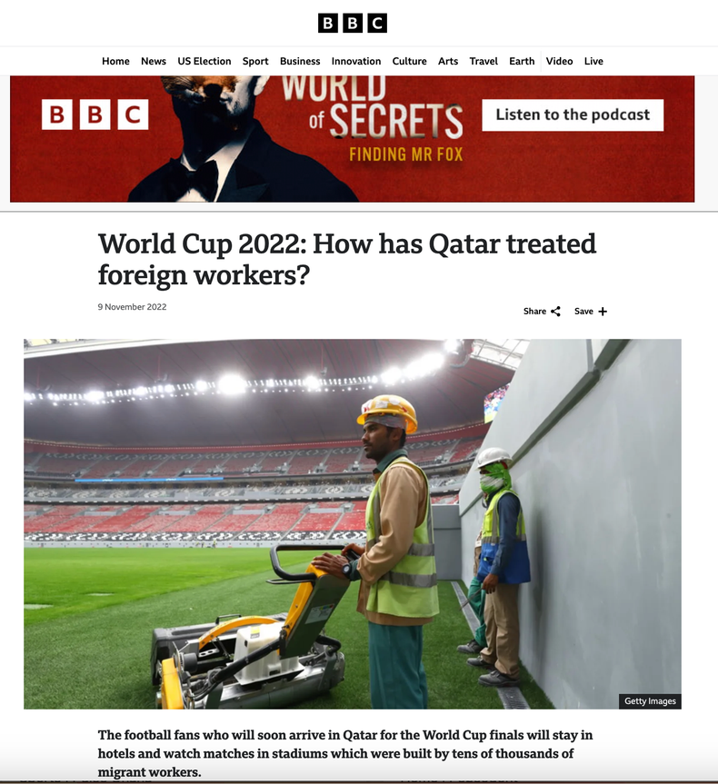 The BBC was one of the leading Western media that highlighted Qatar's human rights record