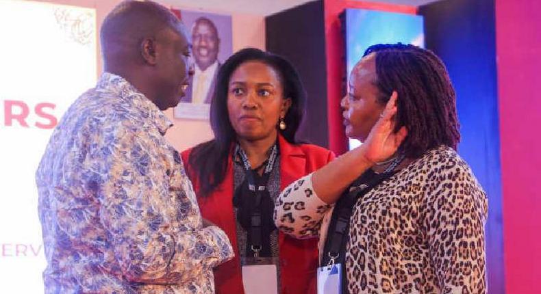 Deputy President Rigathi Gachagua with Nakuru Governor Susan Kihika and Kirinyaga Governor Ann Waiguru during the Governors and deputy Governors' induction