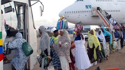 A file photo of hajj pilgrims arriving Nigeria from Mecca