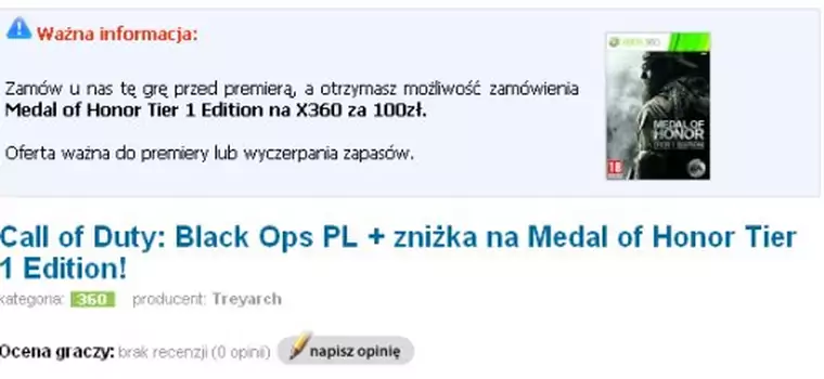 Kup Call of Duty: Black Ops i zgarnij Medal of Honor za pół ceny