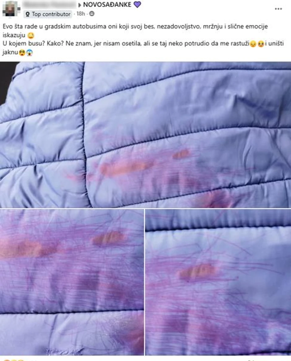 Jakna uništena u gradskom prevozu