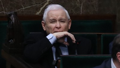 Prezes PiS Jarosław Kaczyński na sali obrad Sejmu w Warszawie