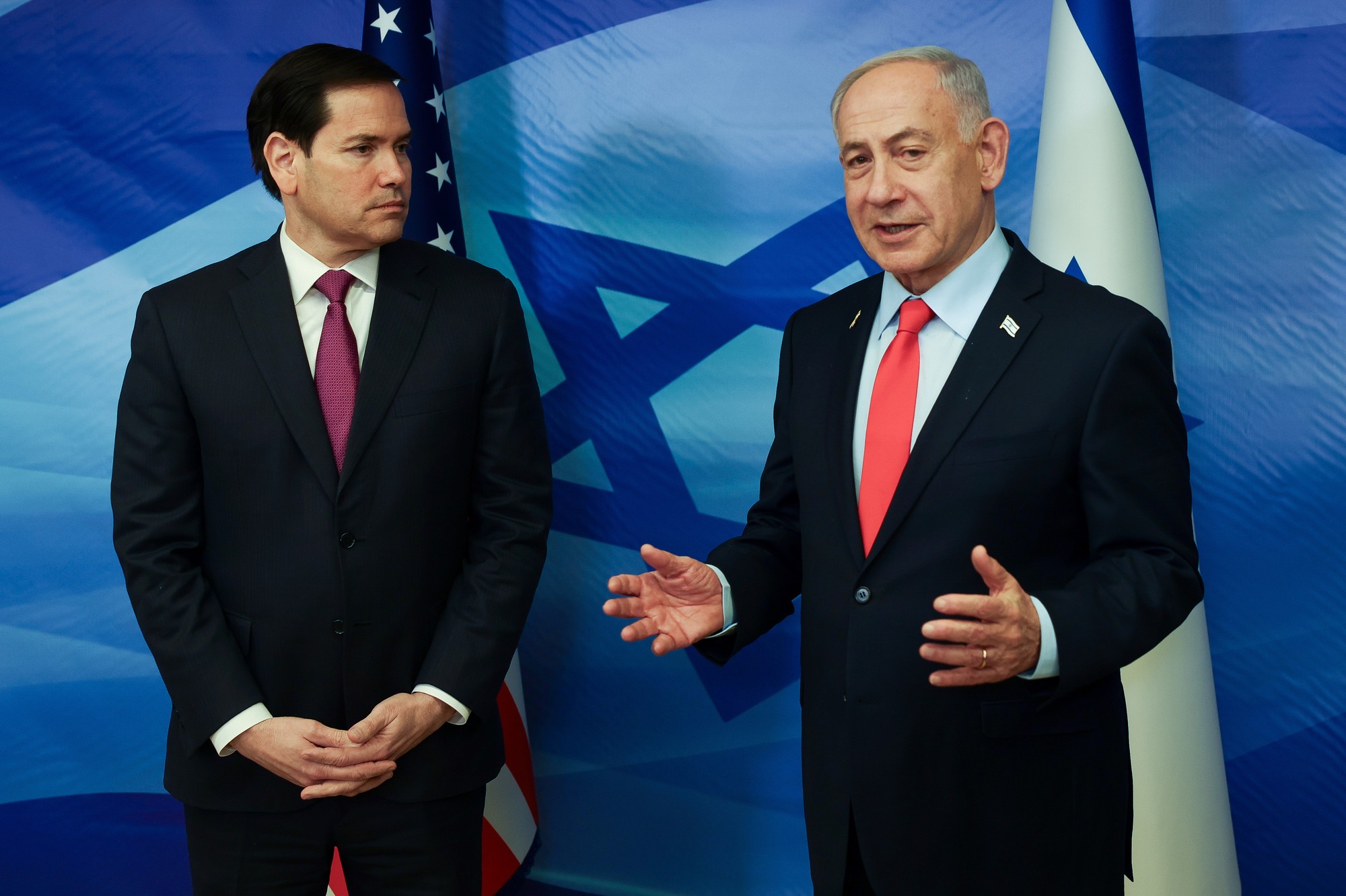 Minister zahraničných vecí USA Marco Rubio s izraelským premiérom Benjaminom Netanjahuom v Jeruzaleme.