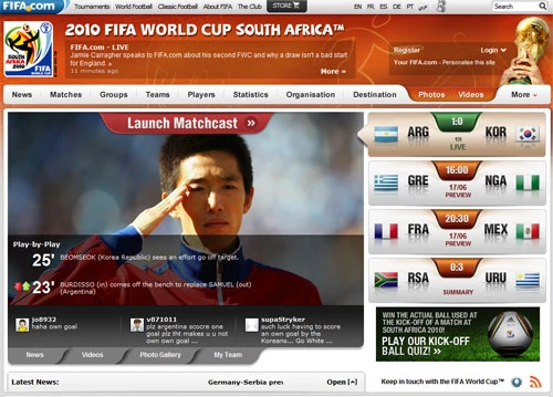 Oficjalna strona internetowa Mistrzostw Świata FIFA 2010