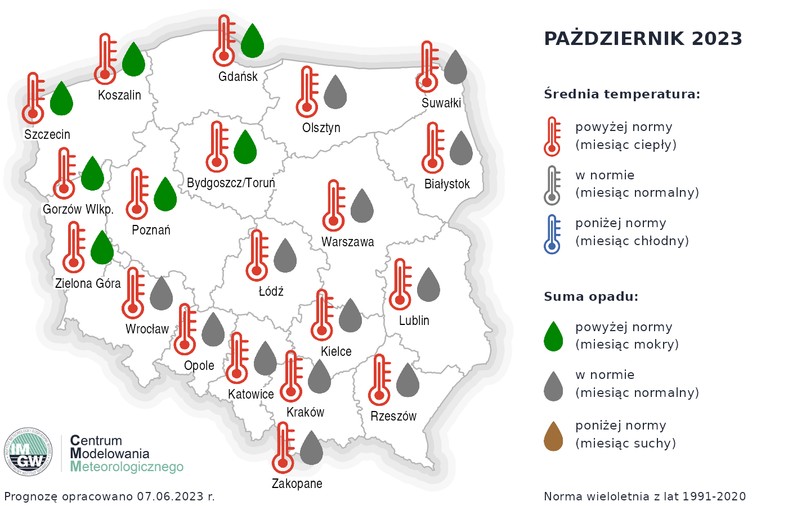 W październiku mocniej zacznie padać dla odmiany na zachodzie, Kujawach i Pomorzu