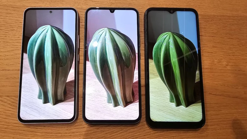 Porównanie aparatów: Galaxy A54 i A34 oferują przyzwoitą jakość i realistyczne kolory. Zdjęcie z aparatu A14 jest ubogie w szczegóły i ma zielonkawy odcień (po prawej).