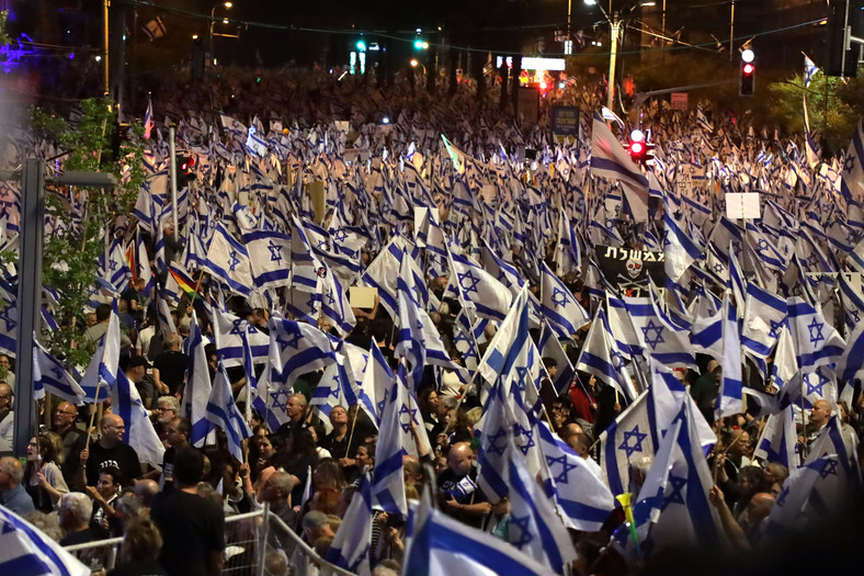 Tel Aviv: protesty przeciwko reformie sądownictwa w Izraelu, 8 kwietnia 2023 r.