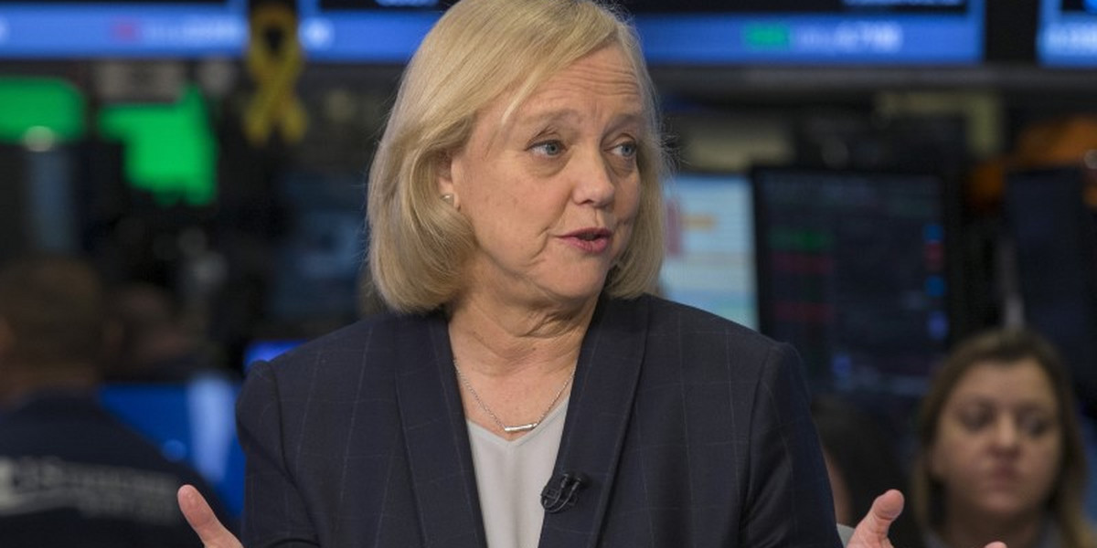 Meg Whitman, the CEO of Hewlett Packard Enterprise, during an interview with CNBC on the floor of the New York Stock Exchange.