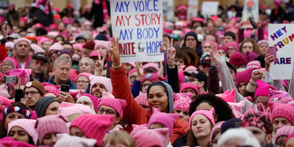 Thousands of women wore pink 'pussy hats' the day after Trump's inauguration