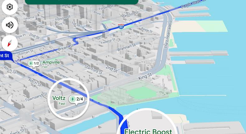 EVs with Google's built-in maps should show nearby chargers along the route in the coming months. Google Maps