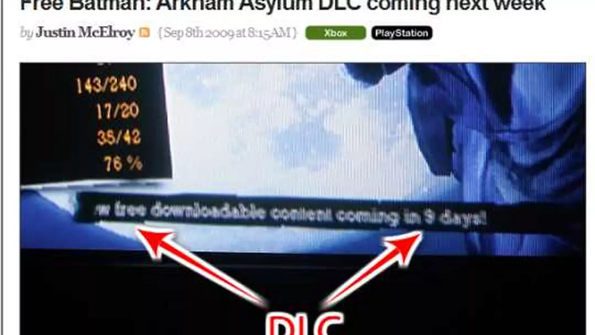 Nowe DLC do Batman: Arkham Asylum w przyszłym tygodniu