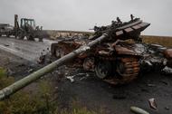 Rosyjski czołg zniszczony w czasie ukraińskiej ofensywy na wschodzi