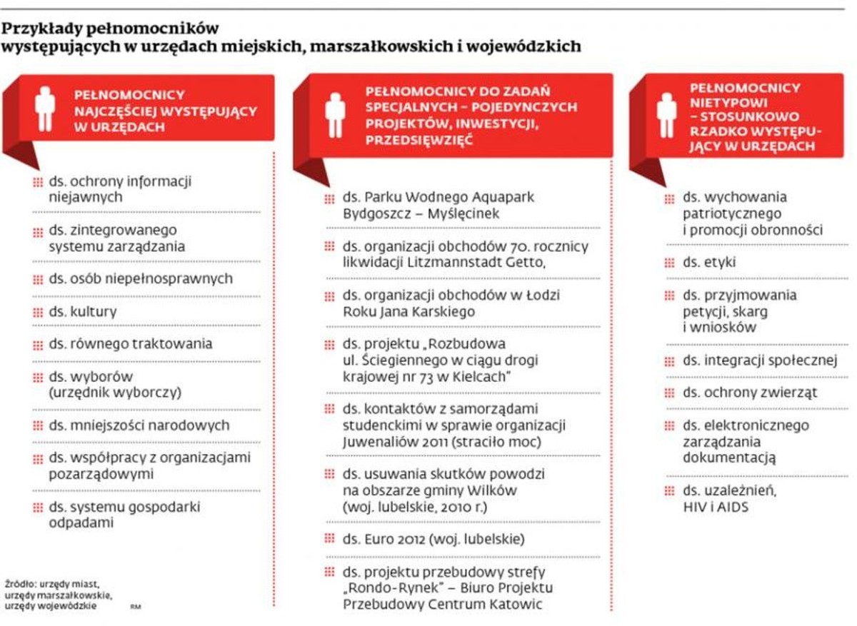 Przykłady pełnomocników występujących w urzędach miejskich, marszałkowskich i wojwódzkich