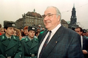 FILE PHOTO - German Chancellor Helmut Kohl smiling during a visit to Dresden